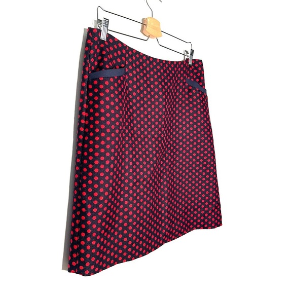 Talbots | Navy and Red Polka Dot Wool Pencil Skirt Size 12 - Picture 3 of 7